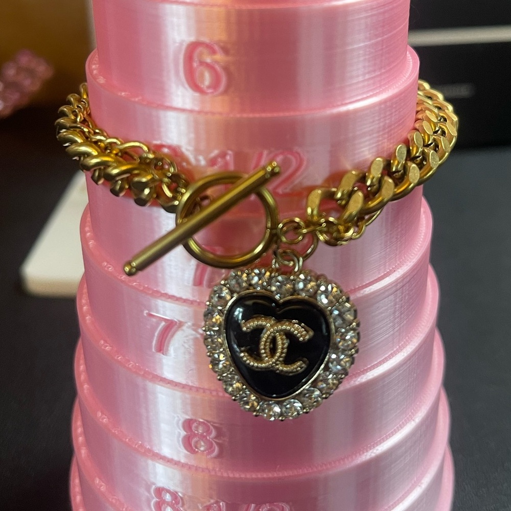 Chanel Gold and Black Zipper Pole Charm Bracelet